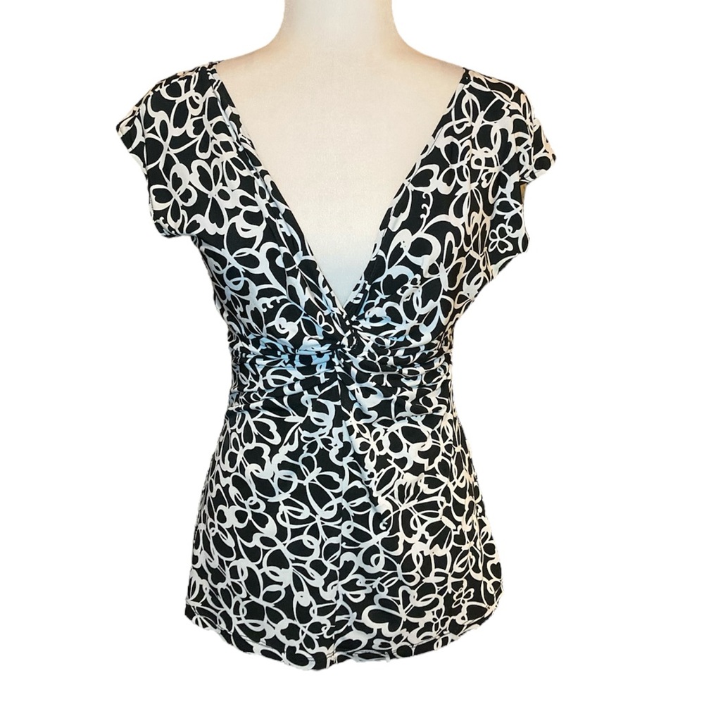 Dressbarn Monochrome Floral Top